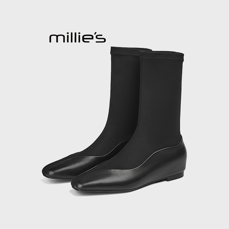 MILLIE'S/妙丽尖头中筒瘦瘦靴