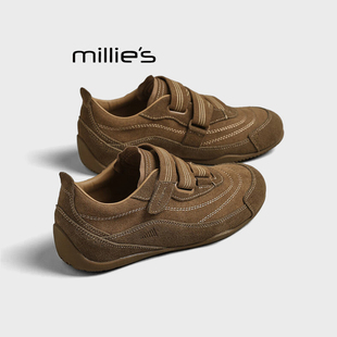 休闲运动芭蕾板鞋 MILLIE 女2025秋新款 妙丽内增高魔术贴德训鞋