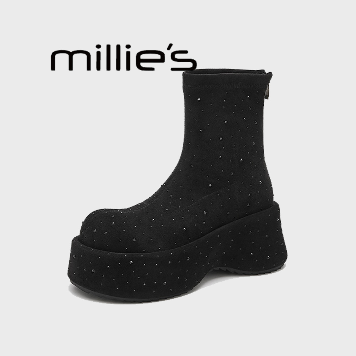 短筒瘦瘦机车靴MILLIE'S/妙丽