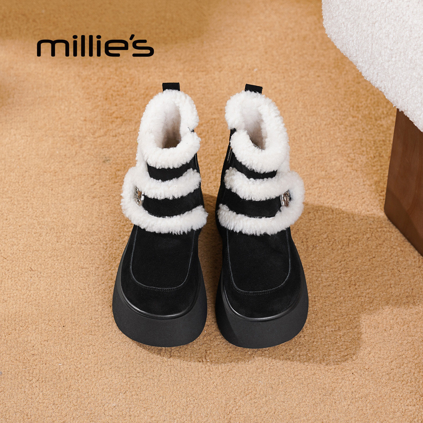 MILLIE'S/妙丽羊羔毛厚底雪地靴