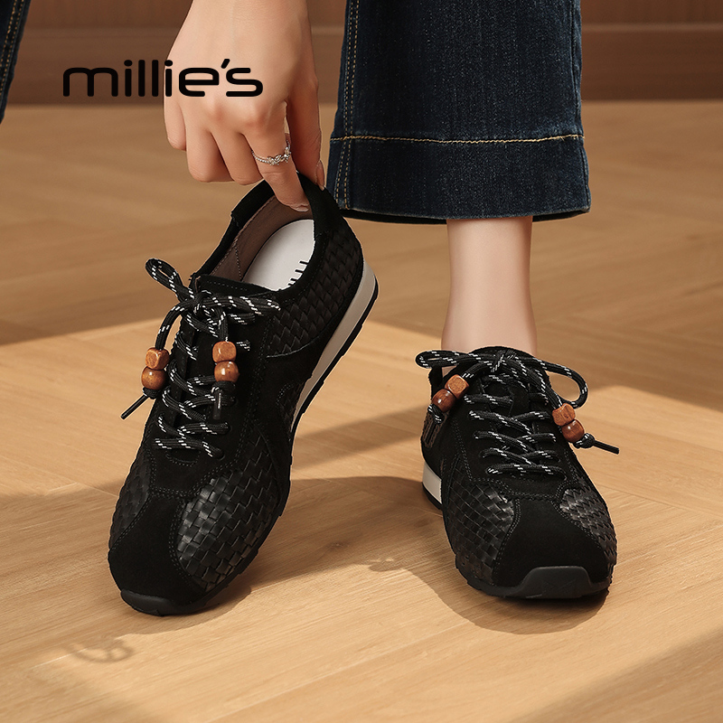 MILLIE'S/妙丽真皮德训鞋女