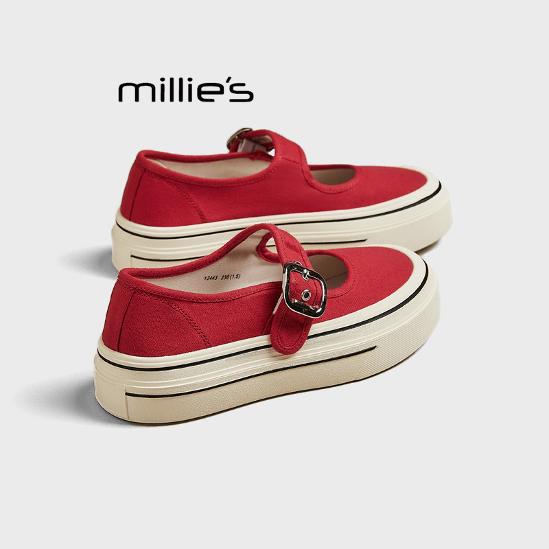 MILLIE'S/妙丽2025新款厚底浅口轻便运动帆布鞋女夏季透气休闲鞋,女鞋,时尚休闲鞋,淘宝优惠券,粉丝福利购,淘宝优惠卷