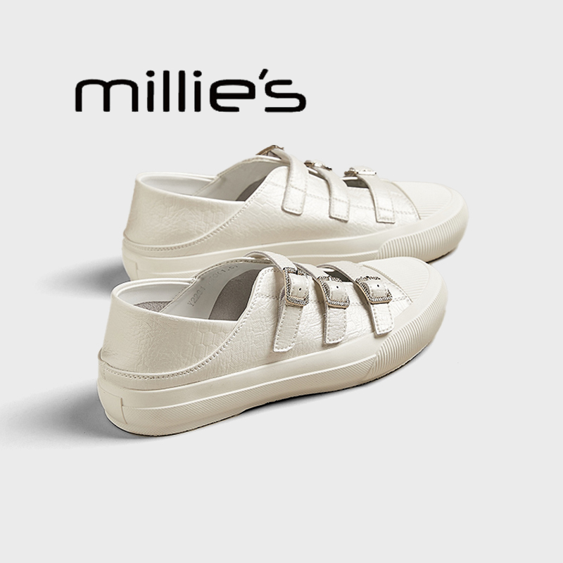 MILLIE'S/妙丽真皮厚底休闲板鞋
