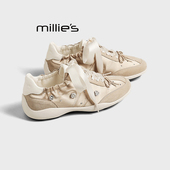蝴蝶结休闲运动鞋 MILLIE 女2026春季 新款 妙丽芭蕾风厚底老爹鞋