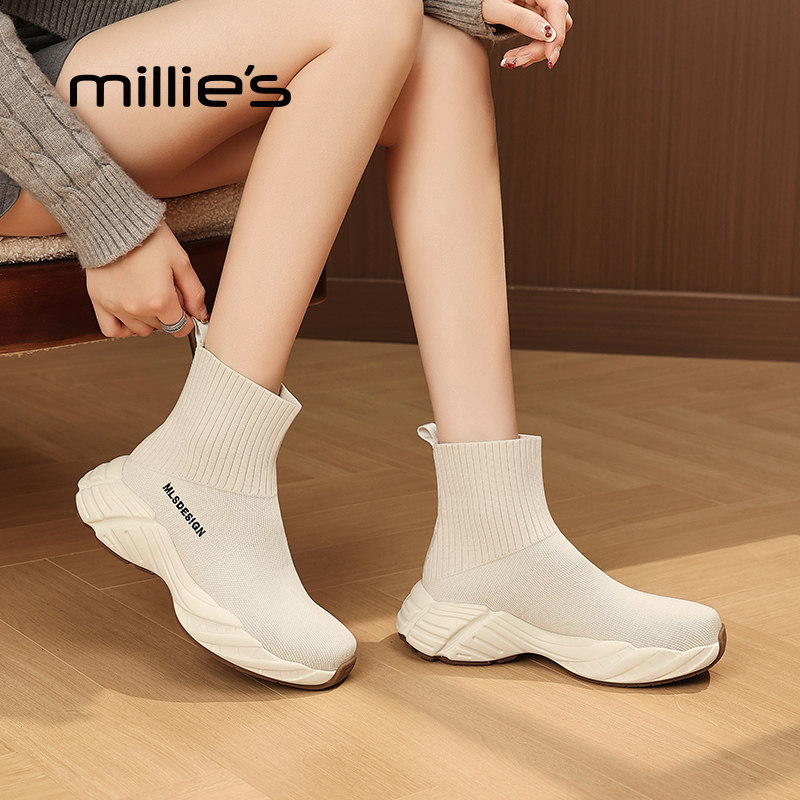 MILLIE'S/妙丽巨好看真皮短靴女