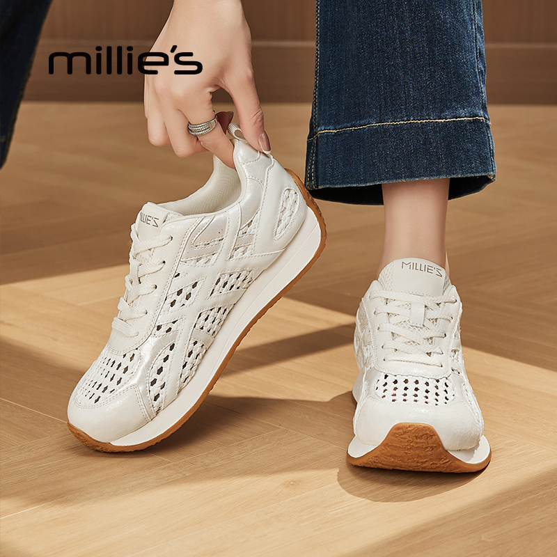 MILLIE'S/妙丽网面透气老爹鞋女
