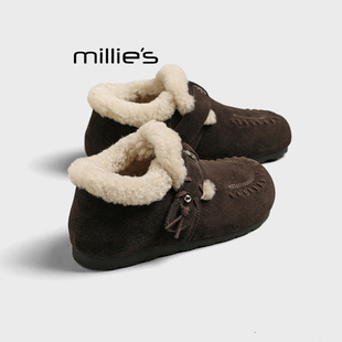 毛毛鞋 妙丽内增高加绒勃肯鞋 女冬季 新款 MILLIE 一脚蹬博肯单鞋