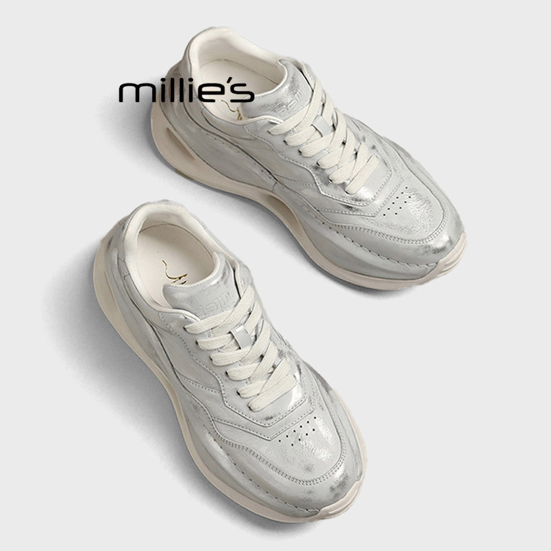 MILLIE'S/妙丽2026春款百搭简约洋气运动鞋小个子休闲厚底女鞋子