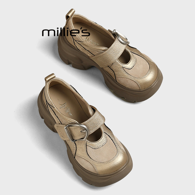 MILLIE'S/妙丽甜酷小个子厚底增高运动休闲玛丽珍鞋女魔术贴单鞋,女鞋,浅口单鞋,淘宝优惠券,粉丝福利购,淘宝优惠卷