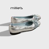 妙丽法式 芭蕾玛丽珍鞋 MILLIE 女平底蝴蝶结软底防水奶奶鞋
