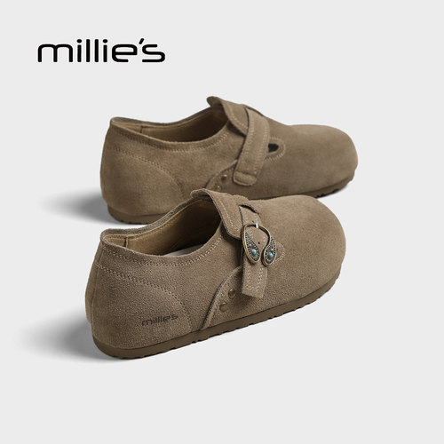 MILLIE'S/妙丽真皮全包勃肯鞋女