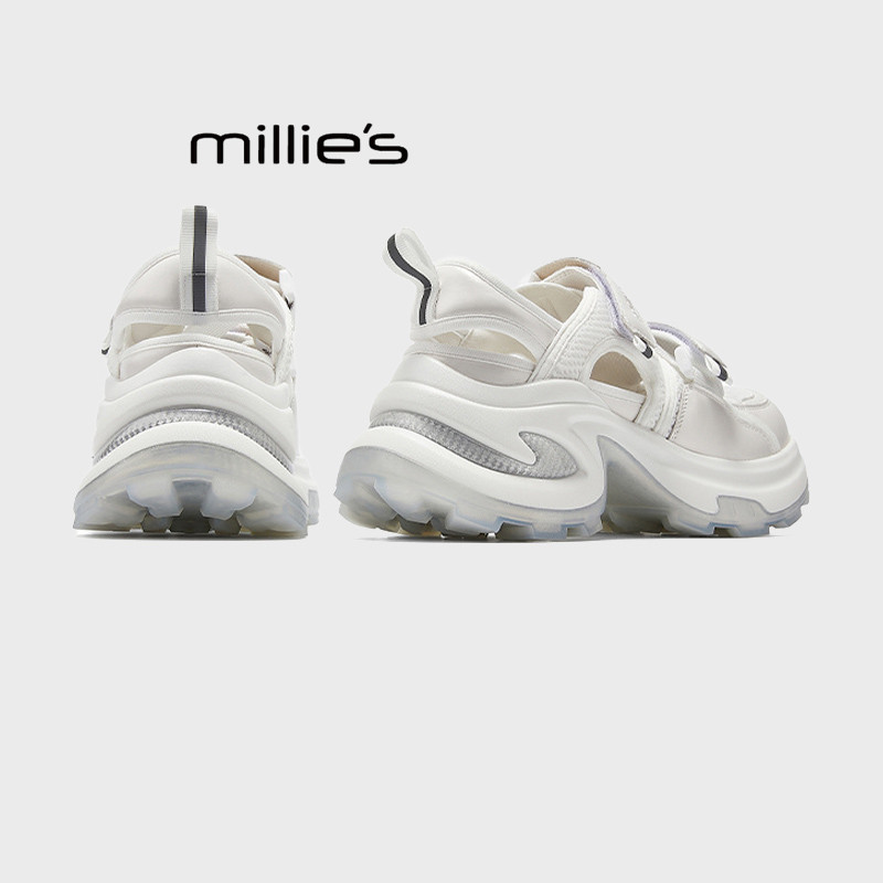MILLIE'S/妙丽2026夏季款小个子厚底增高透气薄款镂空运动凉鞋女Z