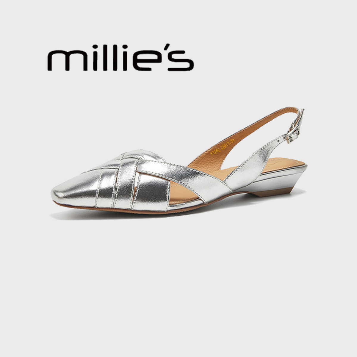 MILLIE'S/妙丽羊皮软底包头凉鞋新款夏季不累脚女鞋舒适平底鞋