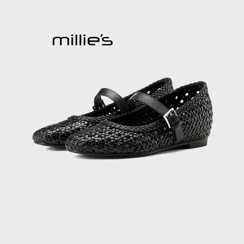 MILLIE'S/妙丽镂空编织平底单鞋
