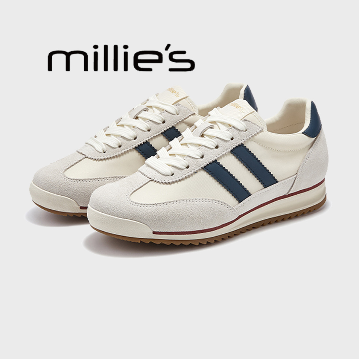 MILLIE'S/妙丽2026春秋圆头磨砂皮喜爱系带阿甘鞋防滑德训鞋女鞋,女鞋,时尚休闲鞋,淘宝优惠券,粉丝福利购,淘宝优惠卷