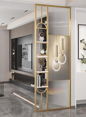 带画轻奢饭厅客厅隔间屏风艺术玻璃铁艺不锈钢隔断墙商业玄关遮挡