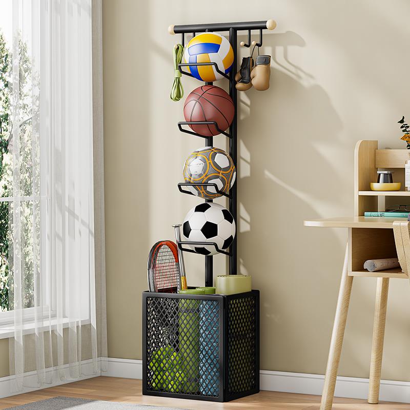 运动器材收纳层架落地式篮球足球类架子室内客厅瑜珈垫泡沫轴收纳