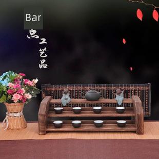 桌面多层实木收纳架功夫茶杯架茶具展示架中式 博古架茶艺茶道零配