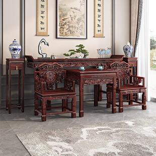 新中式实木条案供桌中堂六件套红木酸枝木神台条案堂屋八仙桌组合