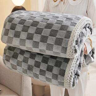 ins兔毛绒毛毯空调盖毯沙发午睡办公室披肩毯冬季加厚珊瑚绒毯子