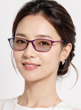纯水晶眼镜女款感光变色石头镜防辐射紫外线天然太阳镜墨镜中老年