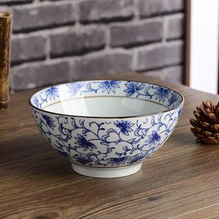 青花陶瓷拉面碗汤碗大碗家用大号沙拉碗菜碗面馆碗餐具 泡面碗日式