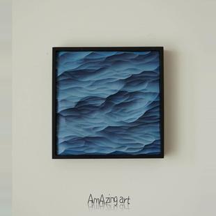 木雕大海(石膏大海)实木黑框 大海挂画玄关装饰画手工家居摆件