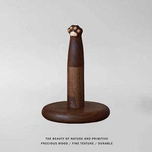 整木猫爪纸巾架实木桌面创意卷纸收纳架家用厨房创意摆件礼品