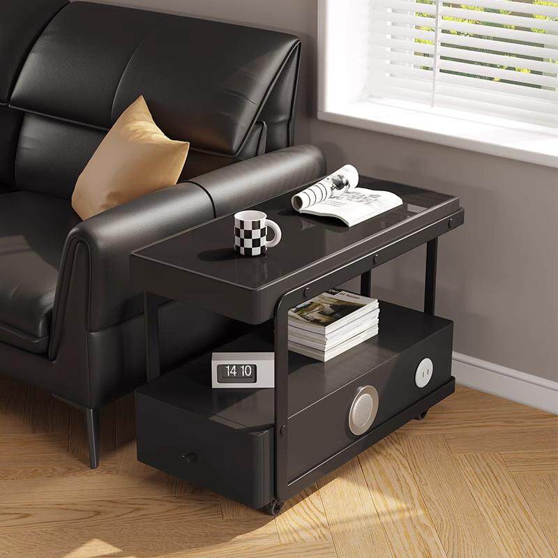 轻奢高级感沙发边柜意式极简移动边几客厅沙发侧边柜小型玻璃茶几