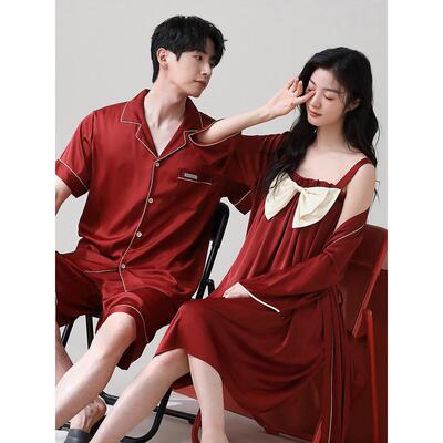 采购产品结婚睡衣，女新娘礼服，新婚夫妇套装，男士冰丝红高档出
