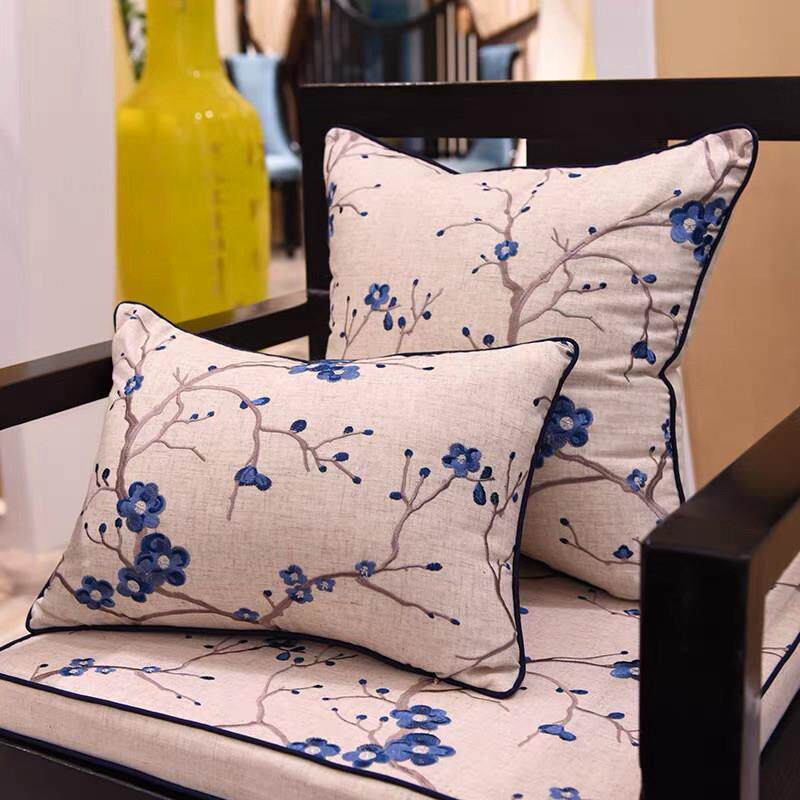 特价清仓抱枕绣花抱枕蓝色红色抱枕床品棉麻抱枕新中式