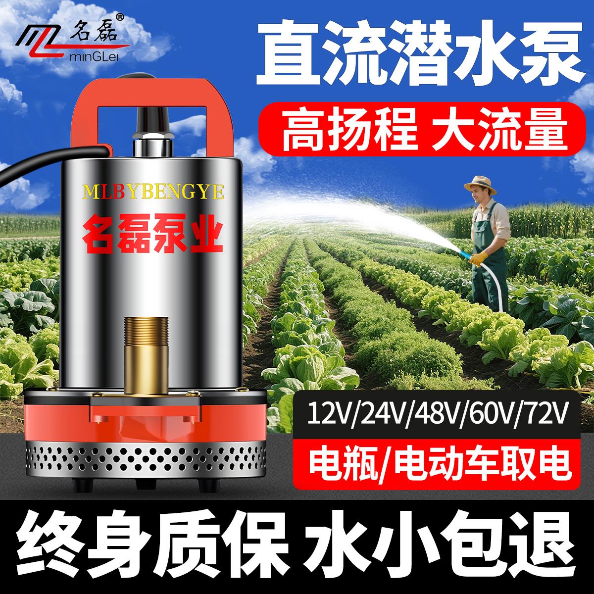 直流潜水泵12v24v48v60v72v电瓶电动车专用抽水泵浇菜农用灌溉机