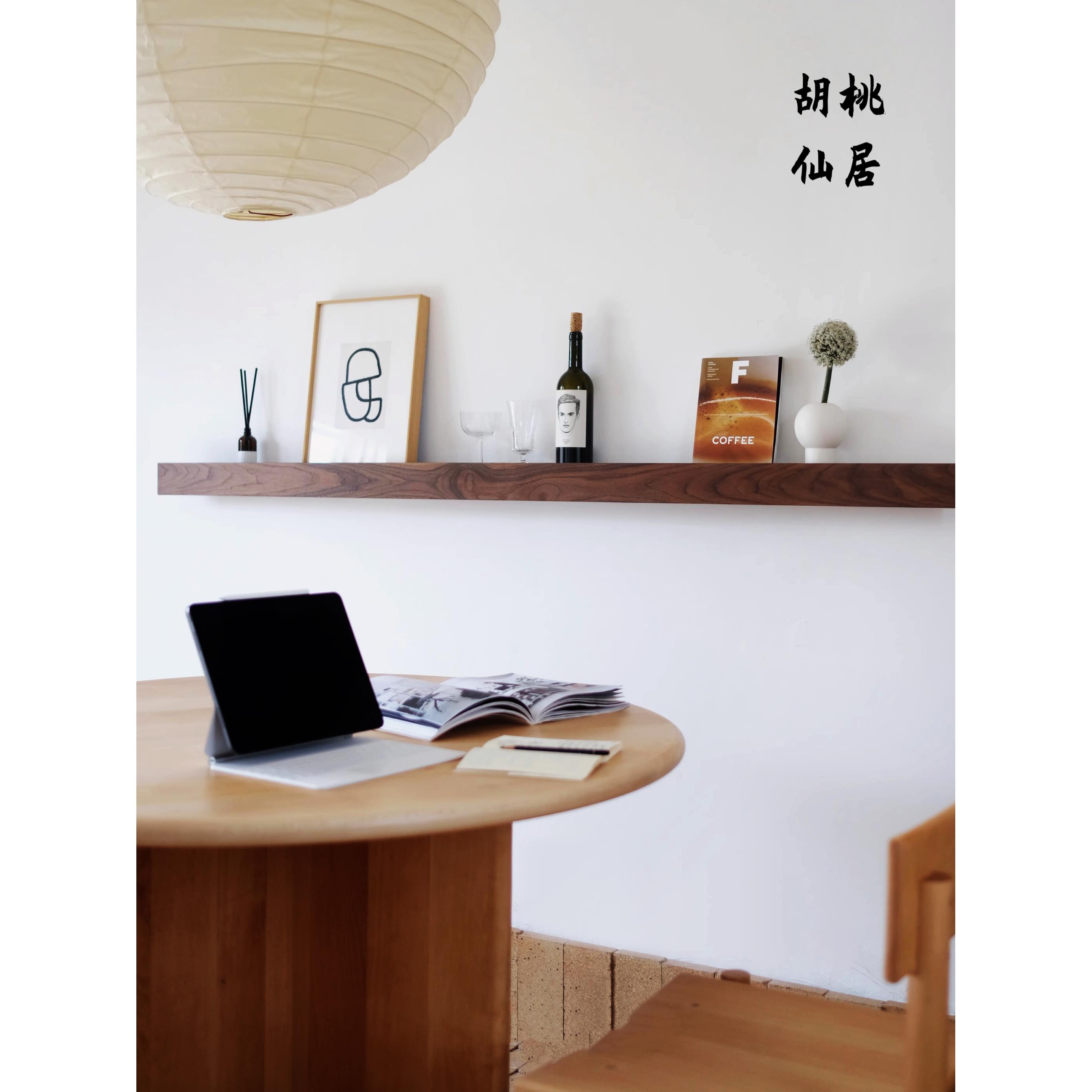 黑胡桃一字隔断储物架实木板定制客厅乙烯墙板壁架层压板