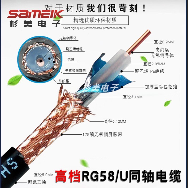 杉美SAMEIK天線延長線轉(zhuǎn)接線射頻線SMRA常規(guī)/反極性純銅
