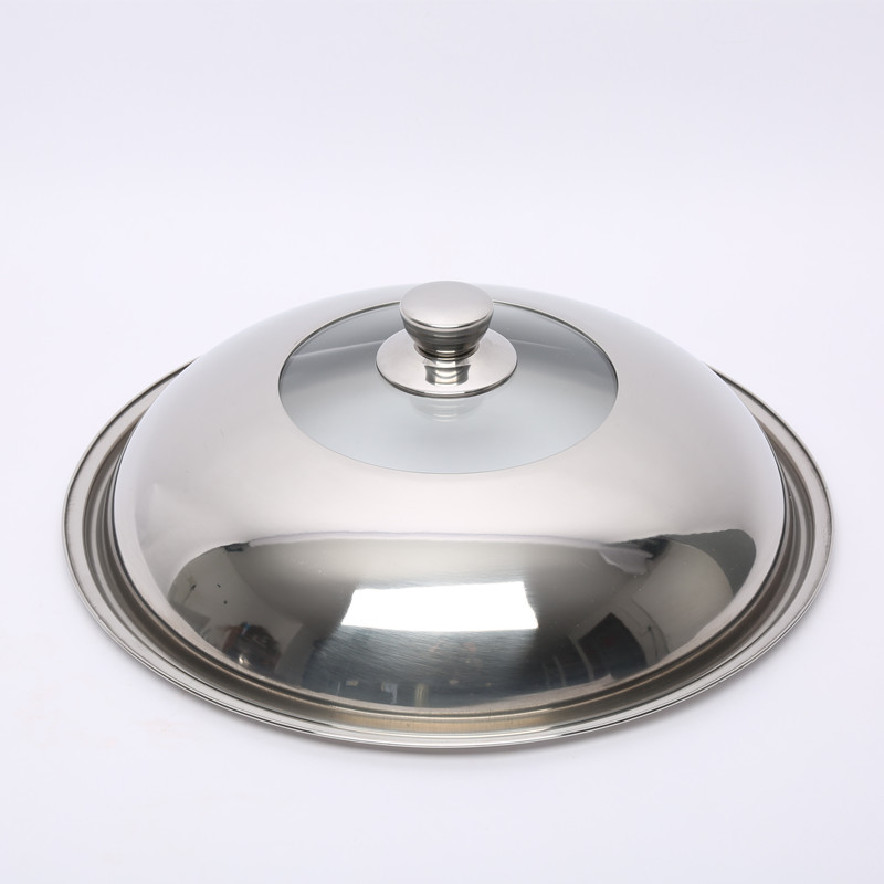 不锈钢炒锅盖子家用通用炒菜锅平底锅盖厚高拱加高30寸32cm34厘米