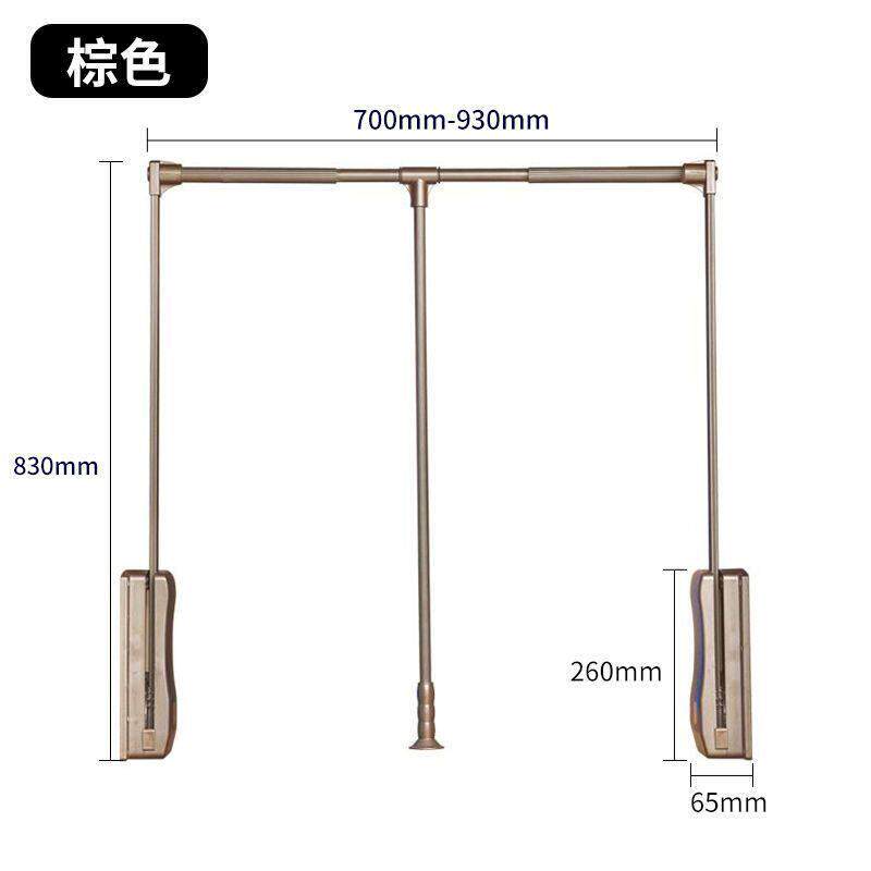 简约下拉式挂衣杆 衣柜衣帽间自动升降挂衣器 活动挂衣架缓冲衣杆