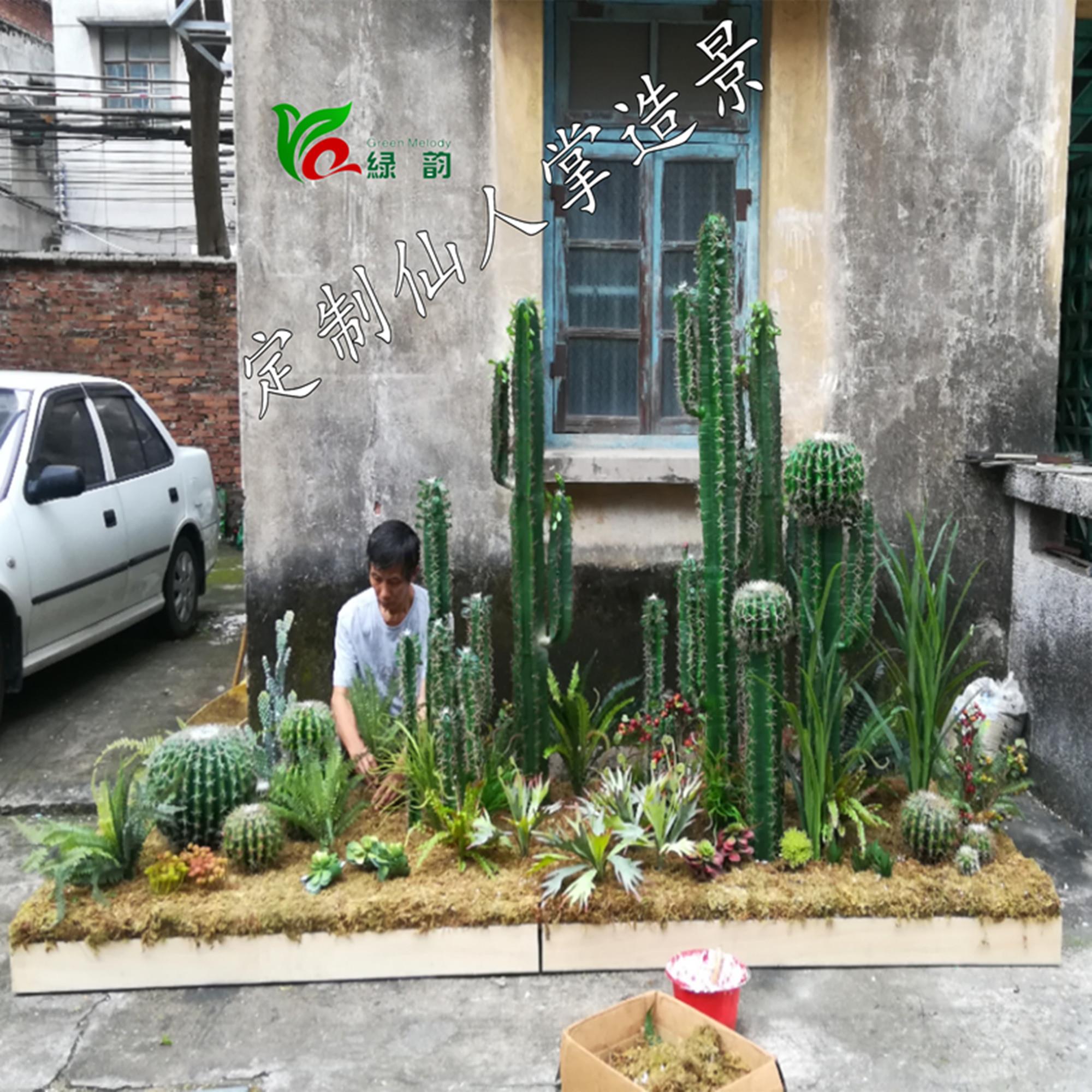 绿韵 定制北欧大型仿真仙人掌柱ins客厅植物落地盆栽摄影道具摆件