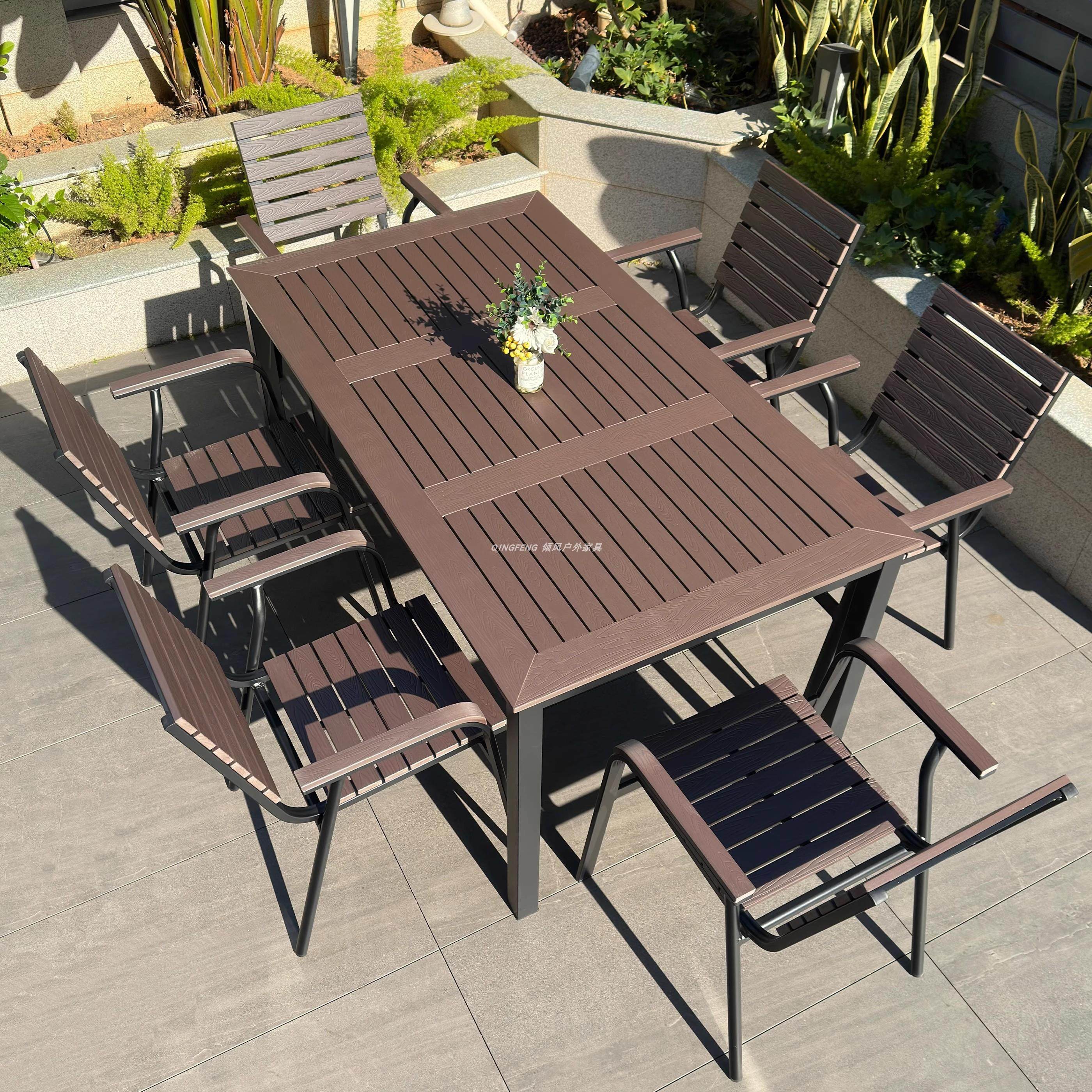 户外庭院桌椅套件露天阳台别墅防腐木花园院子网红休闲商用咖啡店