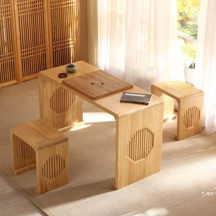 实木书法桌子专用中式国学桌仿古茶艺桌围棋桌小学生培训班课桌椅
