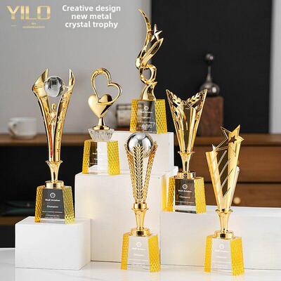 创意金属水晶奖杯定制高档大气优秀员工企业比赛颁奖荣誉定做