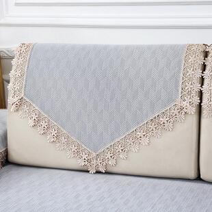 沙发靠背巾沙发后背盖巾三角靠巾素色棉麻蕾丝四季通用百搭扶手巾