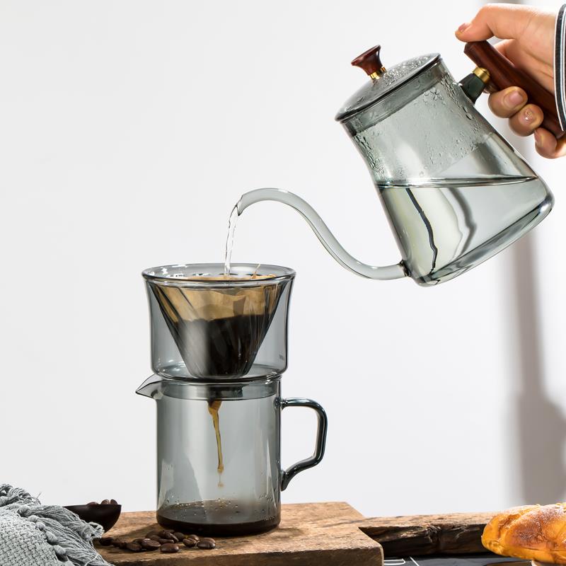 耐热玻璃手冲咖啡壶套装v型滤杯咖啡冲泡壶可煮咖啡壶2人份手冲壶