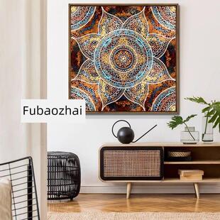 摩洛哥古建筑挂画波普艺术几何图案泰式壁画抽象装饰画波西米亚壁