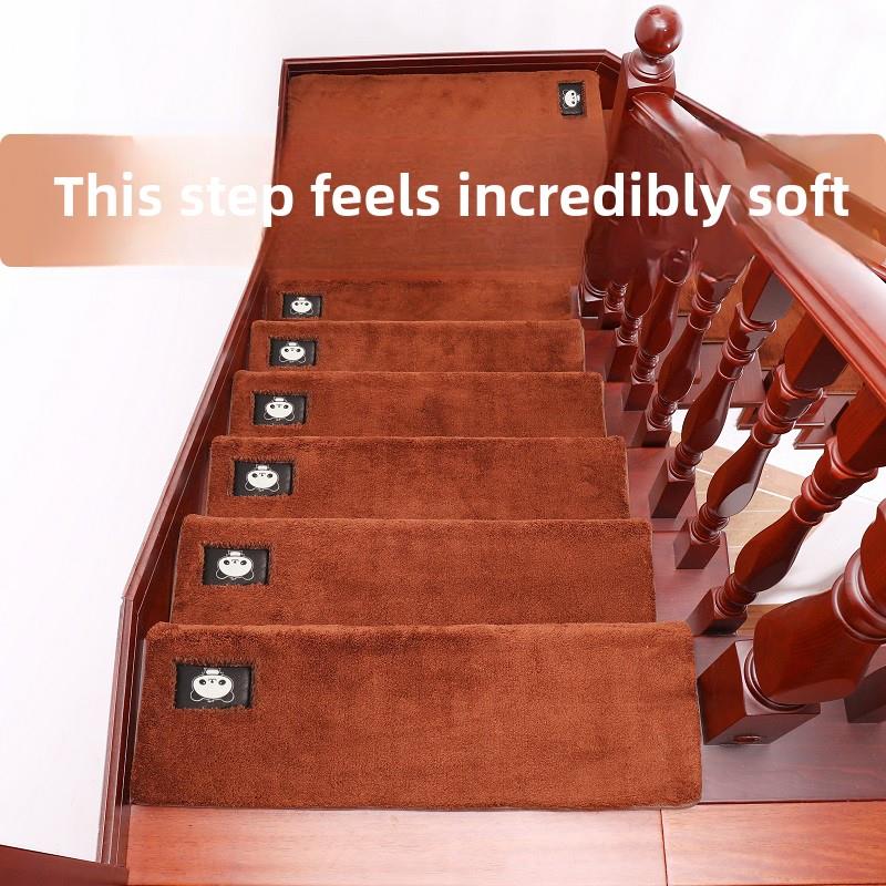 楼梯台阶垫家用无胶自粘实木台阶地毯中国风防滑脚垫厚台阶贴