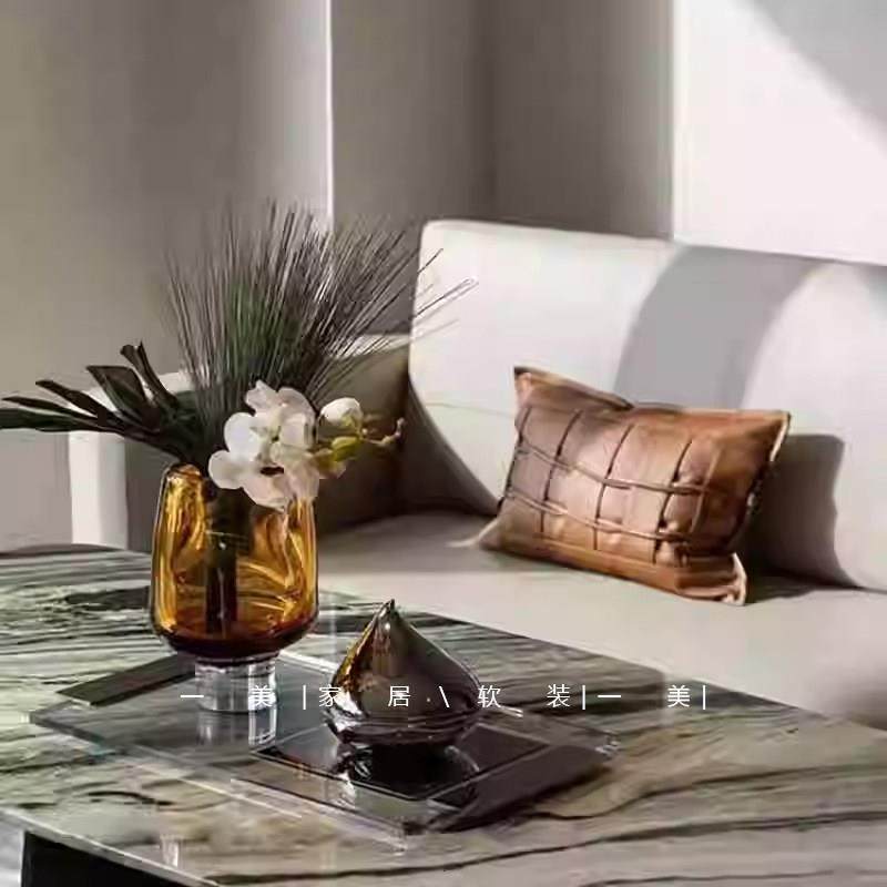 轻奢现代展厅琥珀色花瓶花艺摆场软装样板房客厅茶几装饰套装摆件,家居饰品,花瓶,淘宝优惠券,粉丝福利购,淘宝优惠卷
