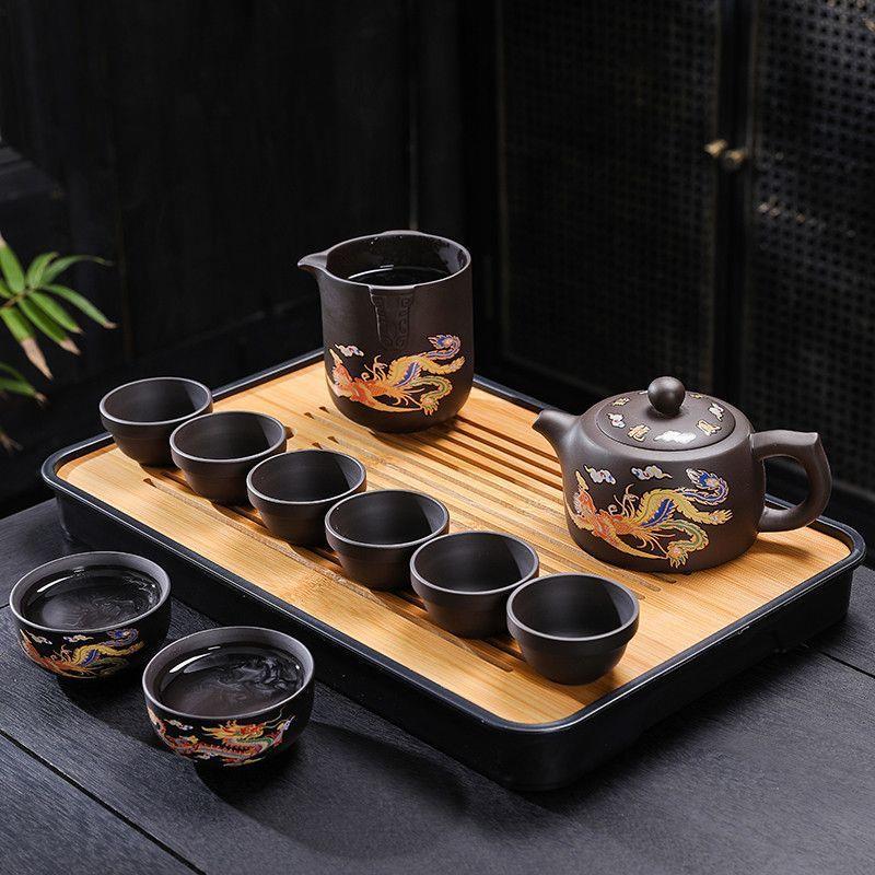 景德镇遇热变色紫砂功夫茶具纯茶壶家用会客礼品茶杯茶盘茶器整套