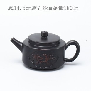 紫陶茶壶b手工西施浮雕荷花单壶家用泡茶紫泥祥龙壶功夫茶具主人
