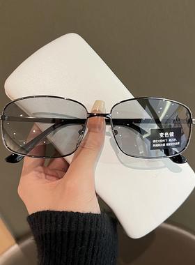 感光变色墨镜男款开车专用太阳镜男士复古钓鱼驾驶偏光镜大脸显瘦