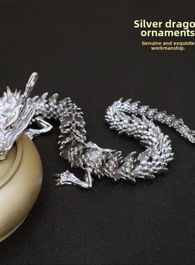 铜，金，龙，银，龙，吉祥饰品手工包装双龙玩珠桌面书柜装饰入口