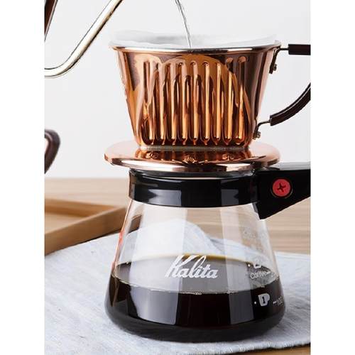 日本kalita精品手冲咖啡滤杯铜制三孔扇形滴漏杯101102日式滤纸